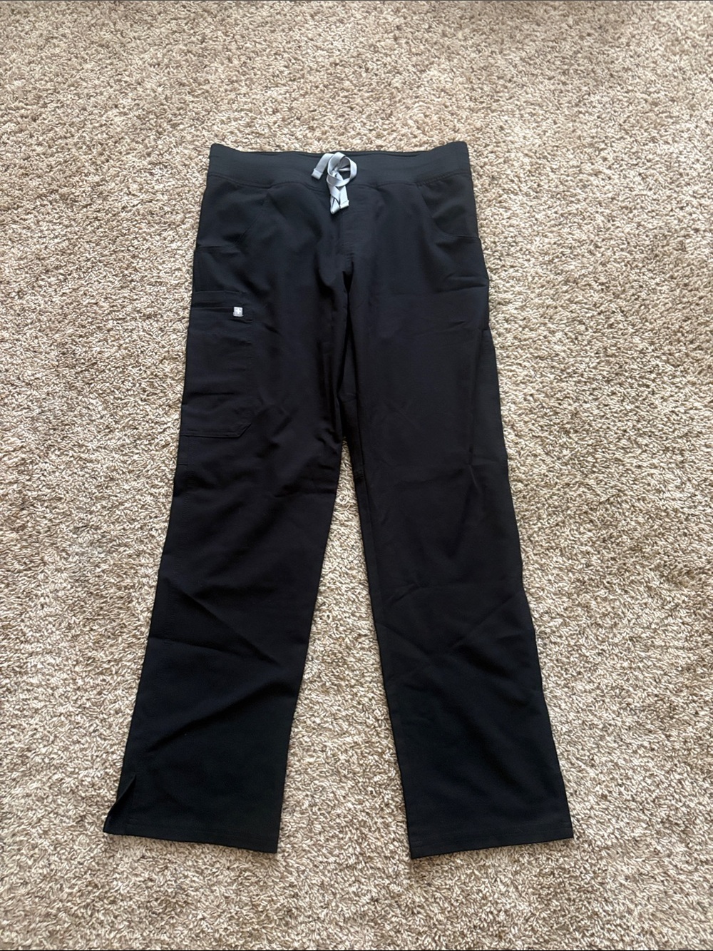 Figs Straight Leg Black Women's Scrub Pants with Drawstring